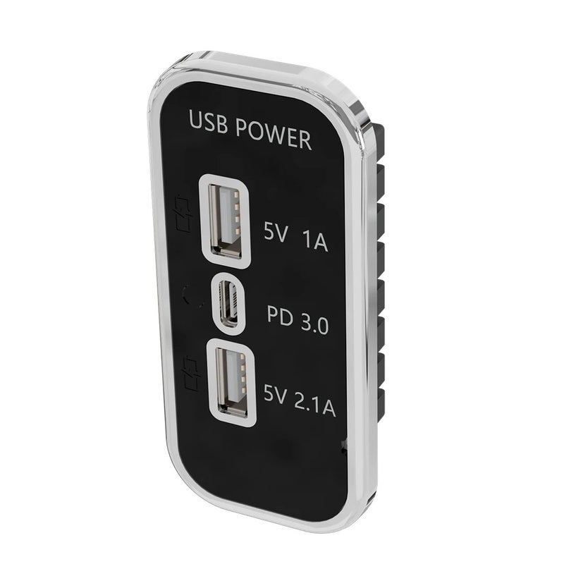 Bluejw Luxury Rectangular Flush Mount Car Charger: 2 USB A (5V/3.1A), USB-C PD3.0 (12V/24V), 3 USB Ports - Power Outlet Socket for Bus, RV, Marine, Automobile - Image 4